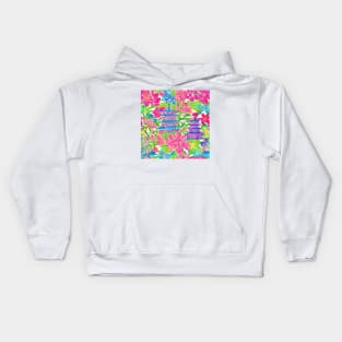 Preppy chinoiserie garden in bloom Kids Hoodie